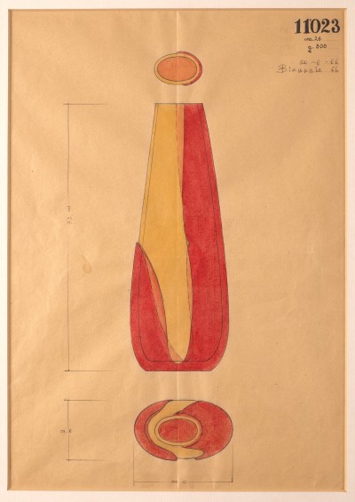 Zeichnung „A Colori Sovrapposti“, Modell-Nr. 11023, 1966, Archiv Gino Seguso, (Foto: Die Neue Sammlung (A. Laurenzo))