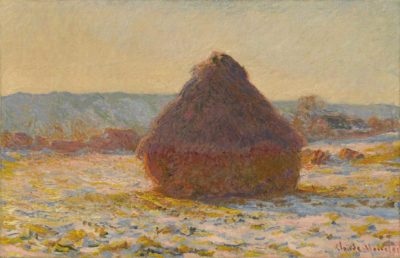 Claude Monet: Getreideschober, Schnee, Sonnenlicht, 1891, Privatsammlung