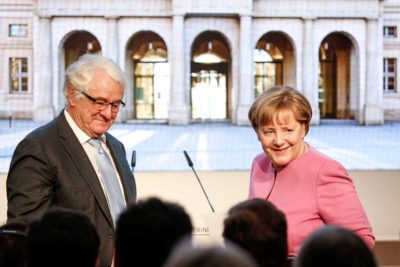 Hasso Plattner und Angela Merkel bei der Eröffnung des Museums Barberini