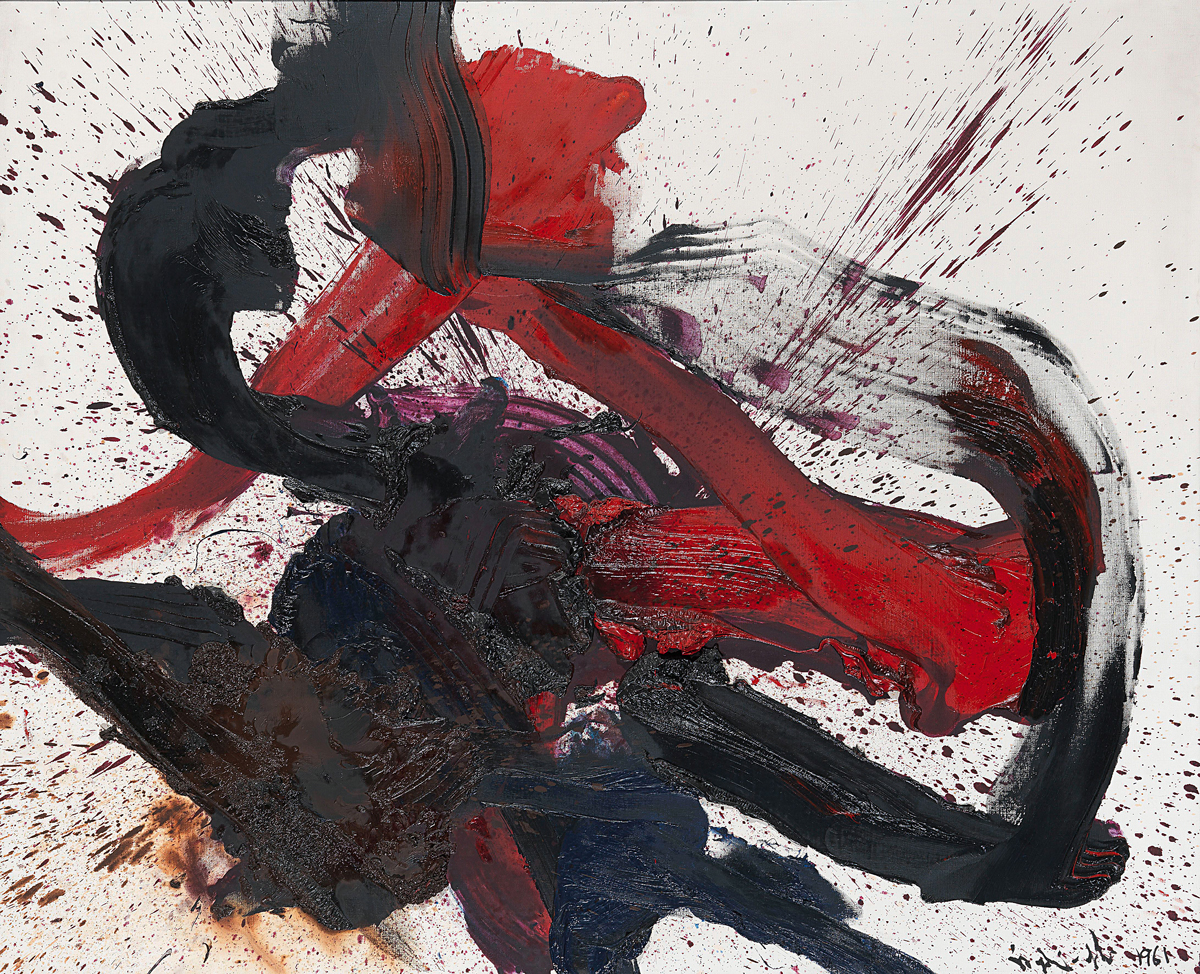 Für Kazuo Shiragas 1961 mit den Füßen gemaltes Bild fiel 2014 bei 2,6 Mio. Euro der Hammer, (Foto: www.kettererkunst.de)
