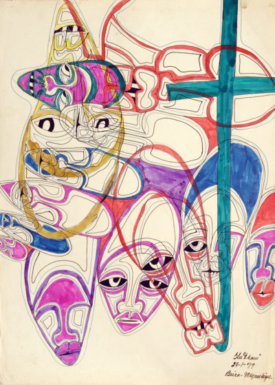 Ernesto Shikhani, ohne Titel, Mischtechnik, 1979, angeboten von der Perve Galeria, Lissabon, auf der Art Dubai Modern (Foto: Perve Galeria)