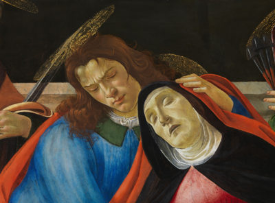 Sandro Botticelli, Beweinung Christi (Detail: Maria und hl. Johannes), um 1490/95, Zustand nach der Restaurierung, Alte Pinakothek, München