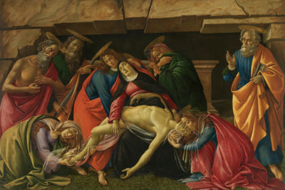 Sandro Botticelli, Beweinung Christi, um 1490/95, Sandro Botticelli, Beweinung Christi, um 1490/95, Zustand vor der Restaurierung