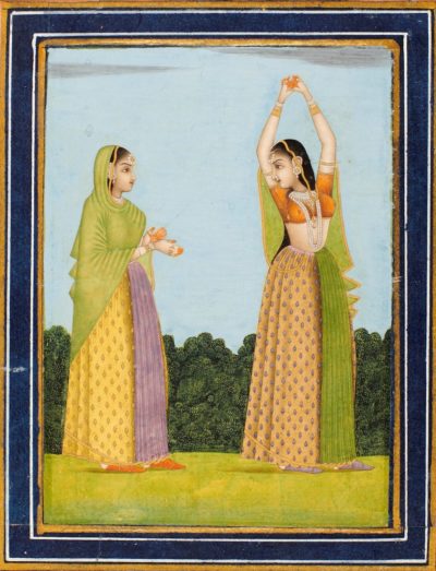 Damenwahl Die indische Moghul-Zeit hat wunderbare Miniaturmalereien hervorgebracht. Bei den Motiven handelt es sich meist um mythische Szenen, die Darstellung ruhmreicher Kriege oder herrschaftlichen Lebens. Die Galerie Kevorkian ist auf antike Kunst der indischen und islamischen Kultur spezialisiert, aus Paris bringt sie „Zwei Frauen in einer Landschaft