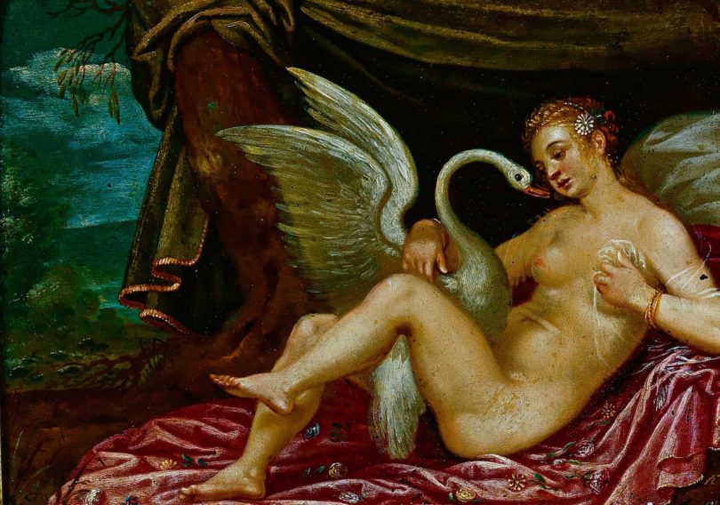 Hans Rottenhammers „Leda“ mit einem recht entschlossen agierenden Schwan, ein kleines Werk in Öl auf Kupfer, kam am 9. Juni 2020 im Dorotheum auf 22.000 Euro. © Dorotheum, Wien