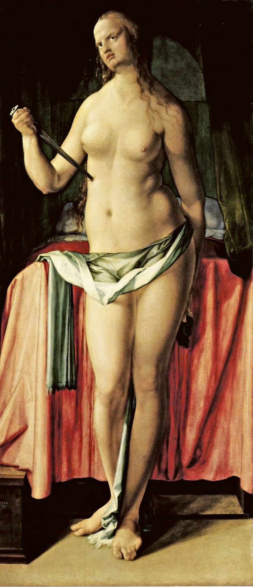 Albrecht Dürer, „Selbstmord der Lucretia“, nackt, Übermalung