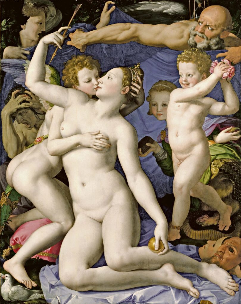 Bronzino, „Venus und Cupido“, nackt, Übermalung