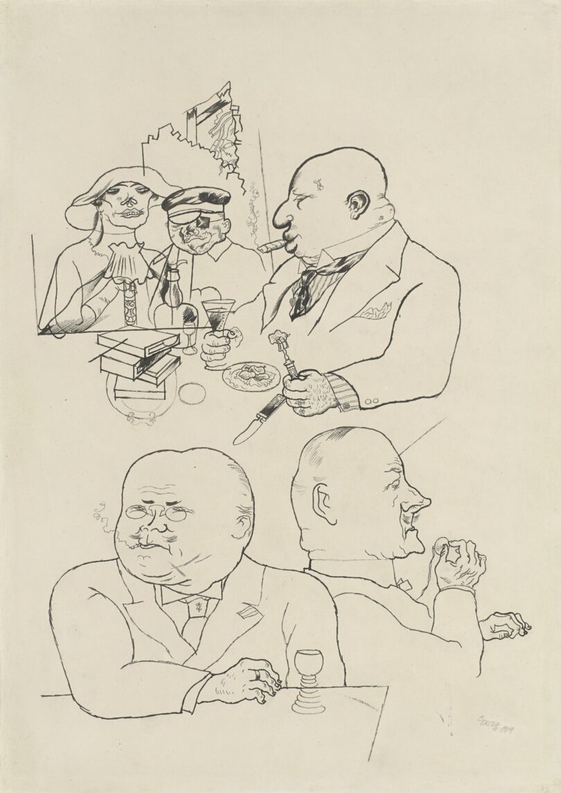 George Grosz Zeichnung „Sumpfblumen des Kapitalismus