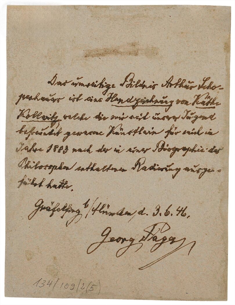 Käthe Schmidt (Kollwitz), 1867–1945, Arthur Schopenhauer (Rückseite), 1883, Bleistift auf Zeichenkarton, 158 x 120 mm, ohne NT