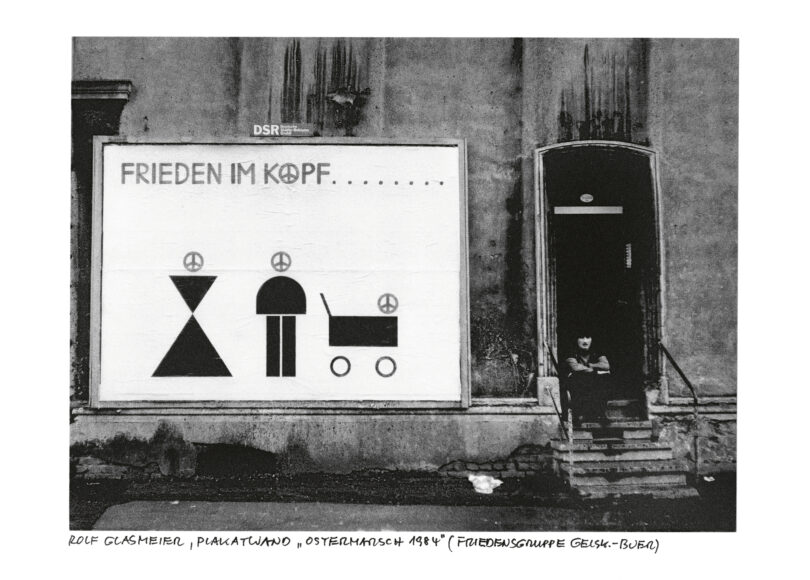 Glasmeiers Plakatwand zum Ostermarsch 1984 in Gelsenkirchen