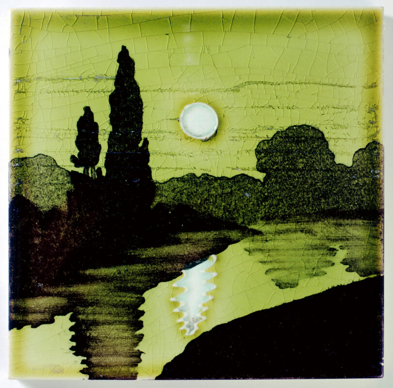 Fliese mit Landschaft im Mondschein Ausstellungen Mai