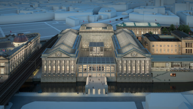 So wird das Pergamonmuseum künftig aussehen: im Nordflügel (li.) das Museum für Islamische Kunst, im Südflügel (re.) das Vorderasiatische Museum, dazwischen der neue Verbindungstrakt.