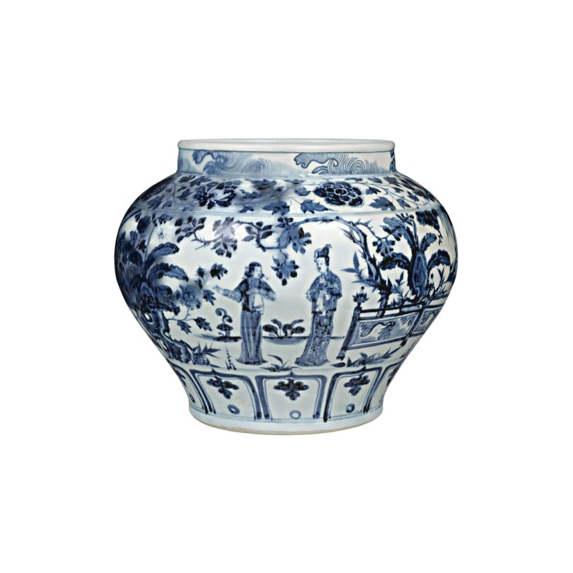 Blau-weißes Gefäß aus Porzellan, China, Yuan-Dynastie