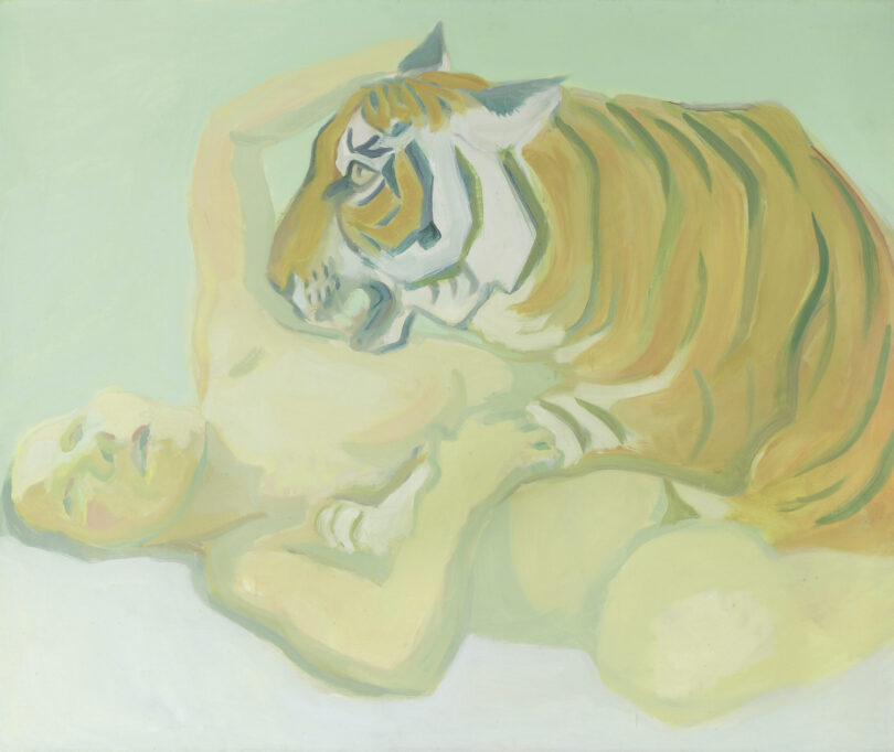 Gemälde mit einer liegenden Frau und einem Tiger.