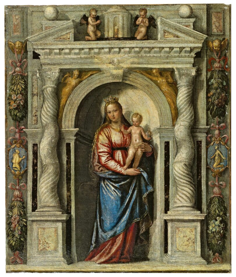 Ein Bild von Paolo Veronese zeigt Madonna mit Kind